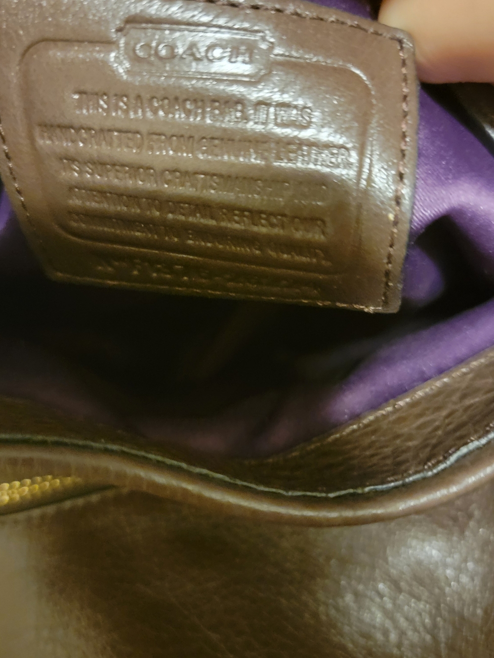 Coach Brown Pebbled Leather Shoulder Bag with Gold Charm Lightly Used - Picture 3 of 13